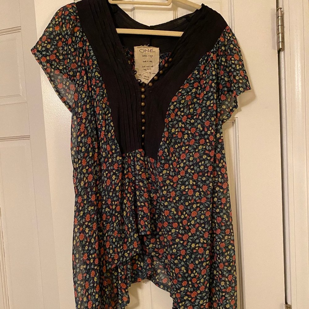 Black Floral Free People Tunic